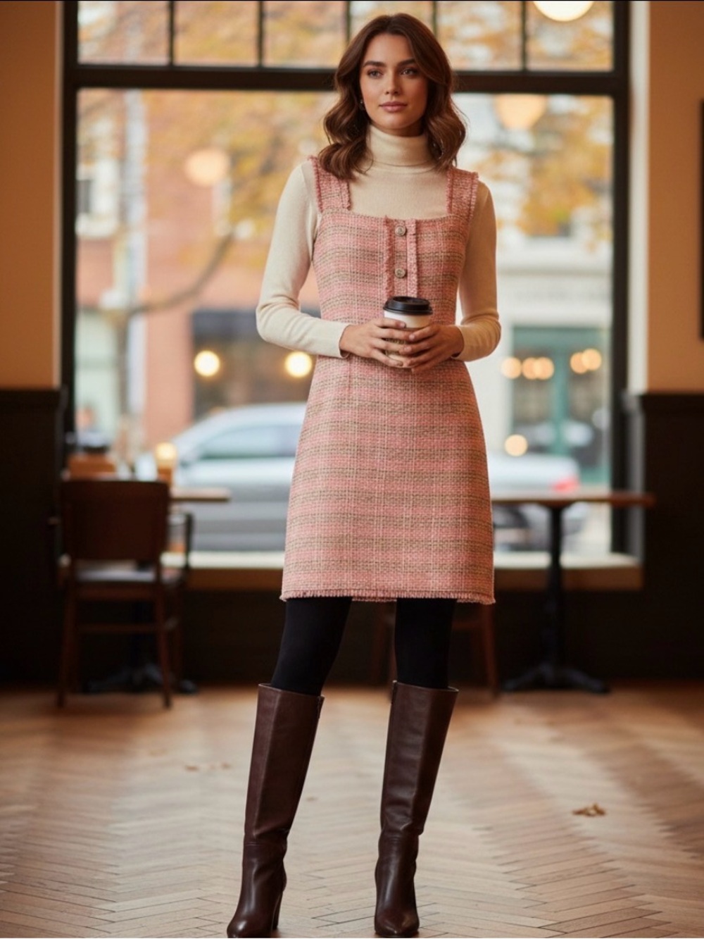 • MISOOK • BNWT $448 Pink tan tweed dress